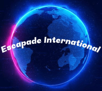Glowing digital Earth with 'Escapade International' text wrapped around it.