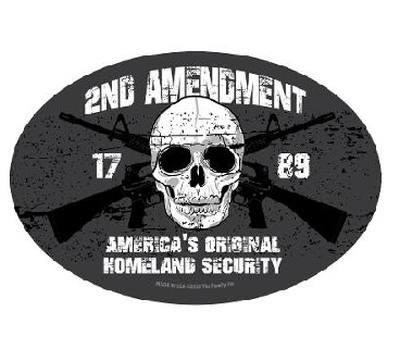 Skull with guns, 2nd Amendment text.