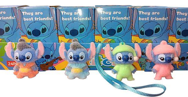 Colorful plush toys with blue character boxes.