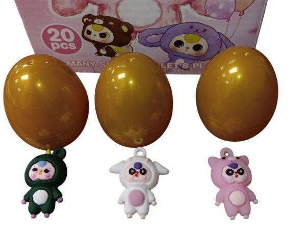 Toy figurines with balloons and packaging.