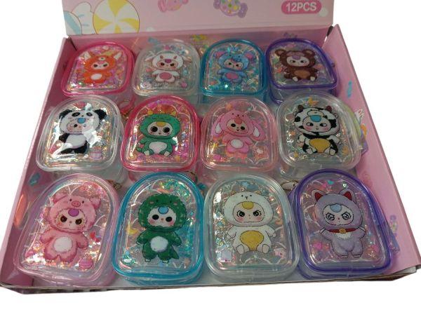 Cute animal-themed mini containers in box.