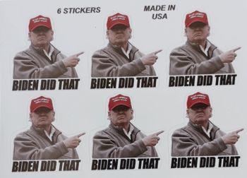 Stickers featuring person pointing, "Biden Did That".