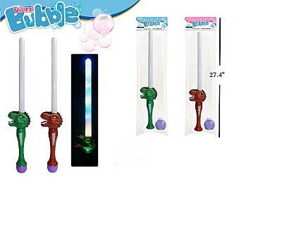 Toy bubble wands with dinosaur handles.