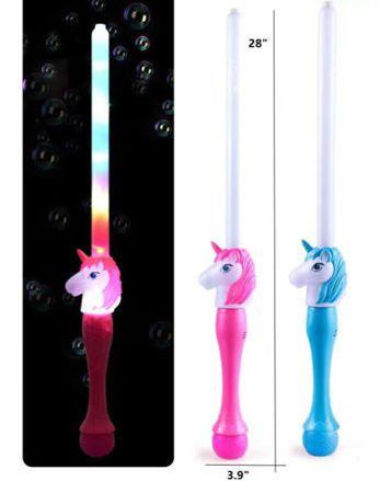 Unicorn-themed light-up toy wands display.