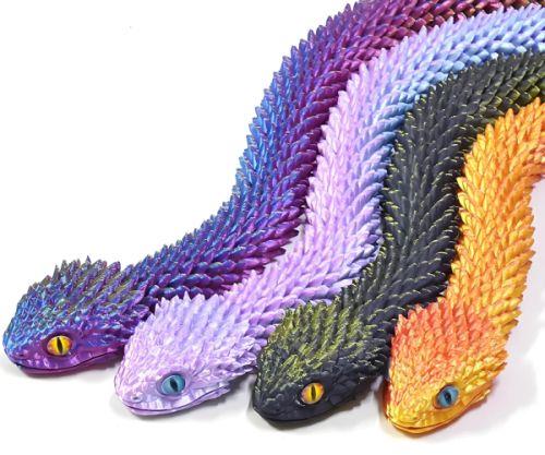 Colorful, textured dragon figures in a row.