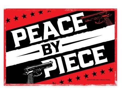 Peace by Piece" with guns and stars.