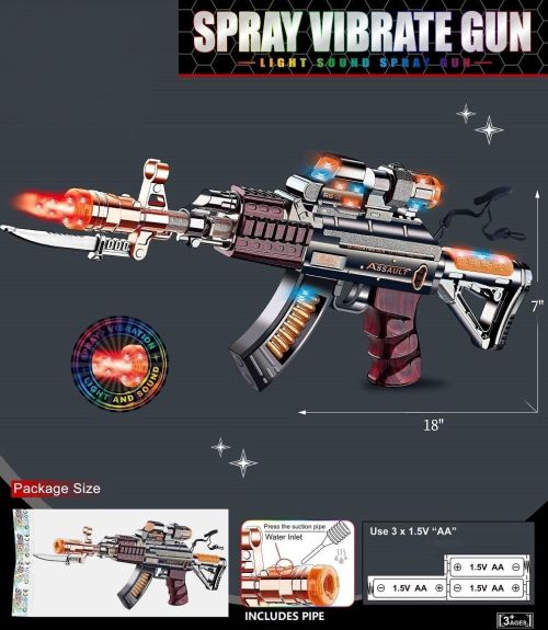 Battery-Operated Smoking Machine-Gun with Bayonet Lights & Sound (4028) OUT OF STOCK